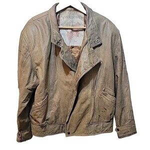 Vintage Countdown To Zero Operation Leather Men's 46 Leather Bomber Jacket